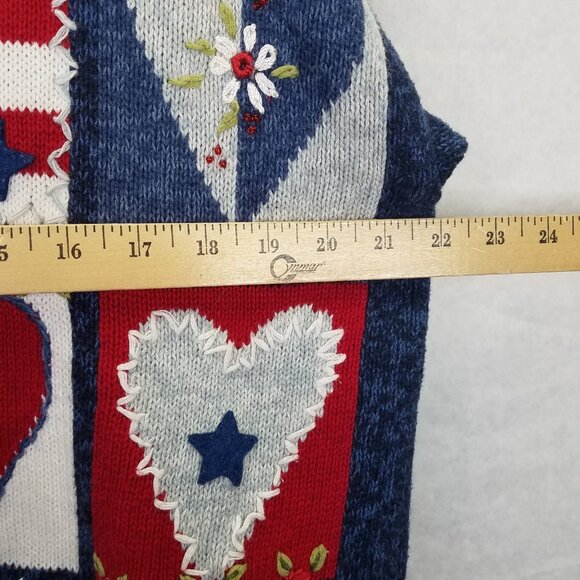 Heirloom Collectibles Cardigan Sweater Women M America USA Teacher Patriotic VTG - Picture 15 of 15
